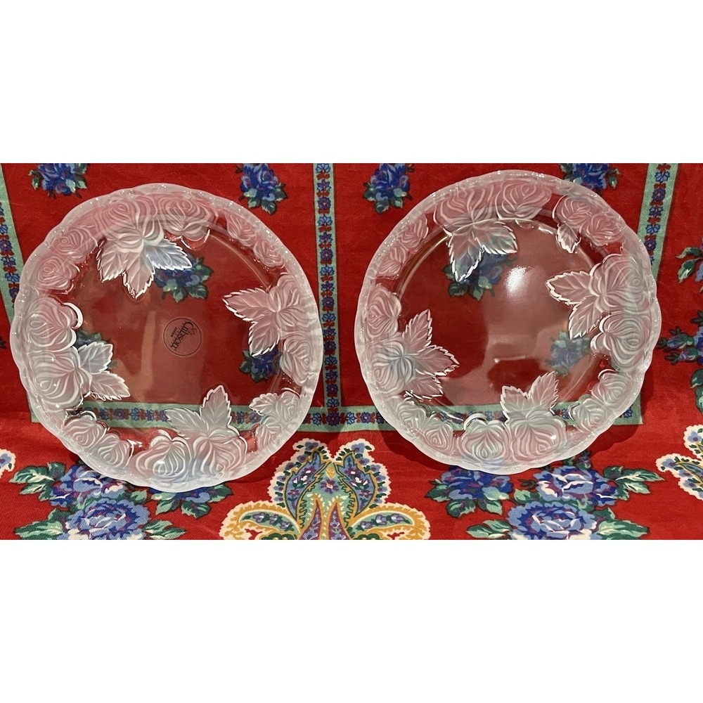 GIBSON EVERYDAY ROSE AMOUR 7" GLASS‎ PLATE COCKTAIL/ DESSERT Frosted Embossed